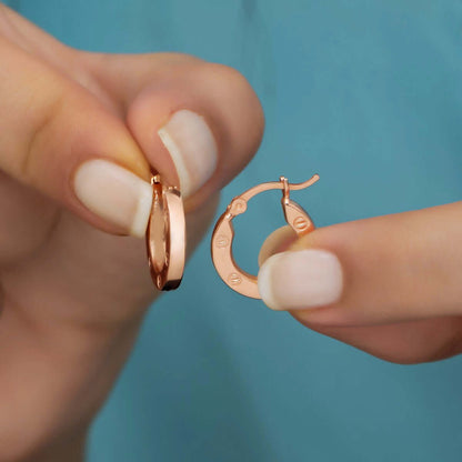 925 Silver Nail Design Hinged Hoop Earrings Iconic Jewelry