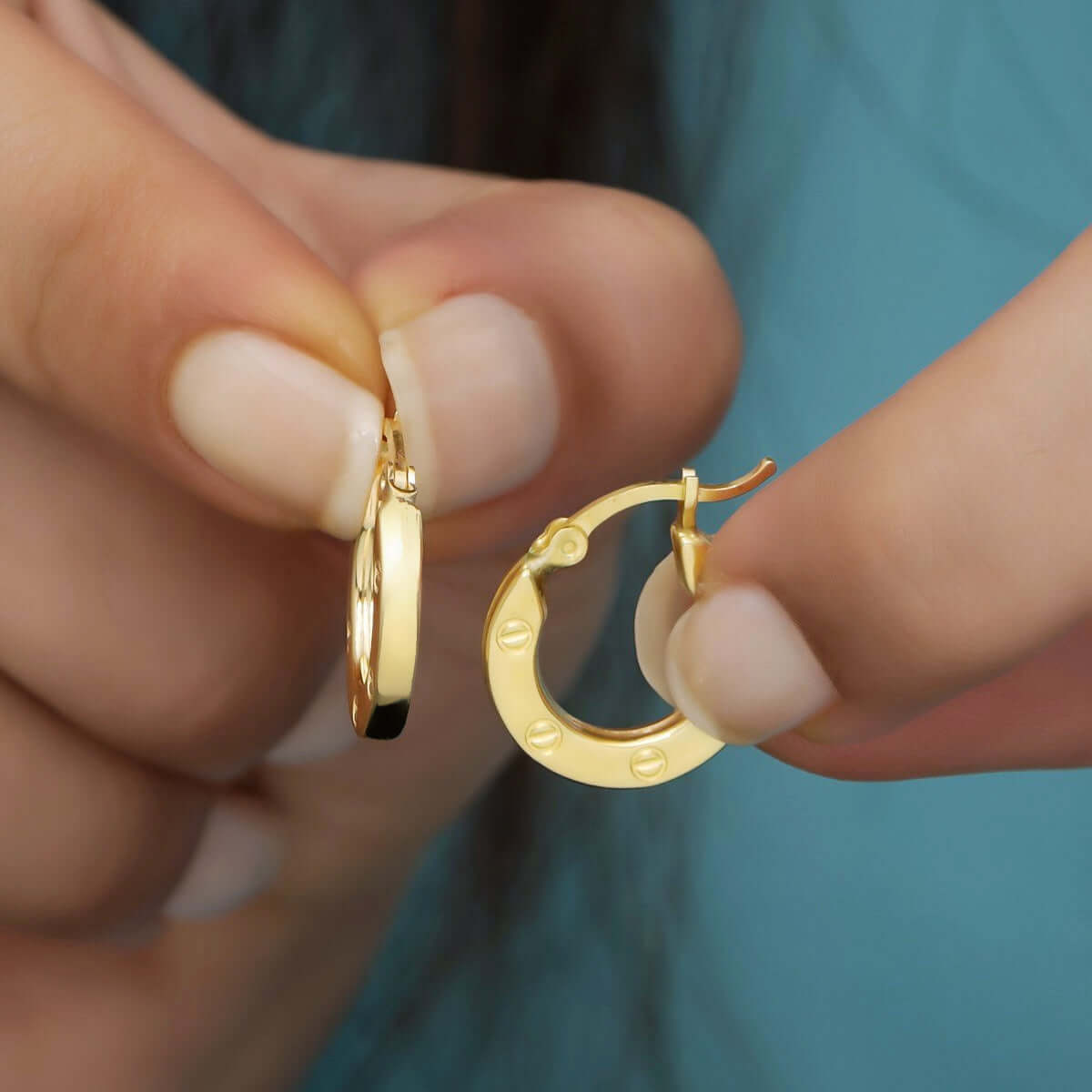 925 Silver Nail Design Hinged Hoop Earrings Iconic Jewelry