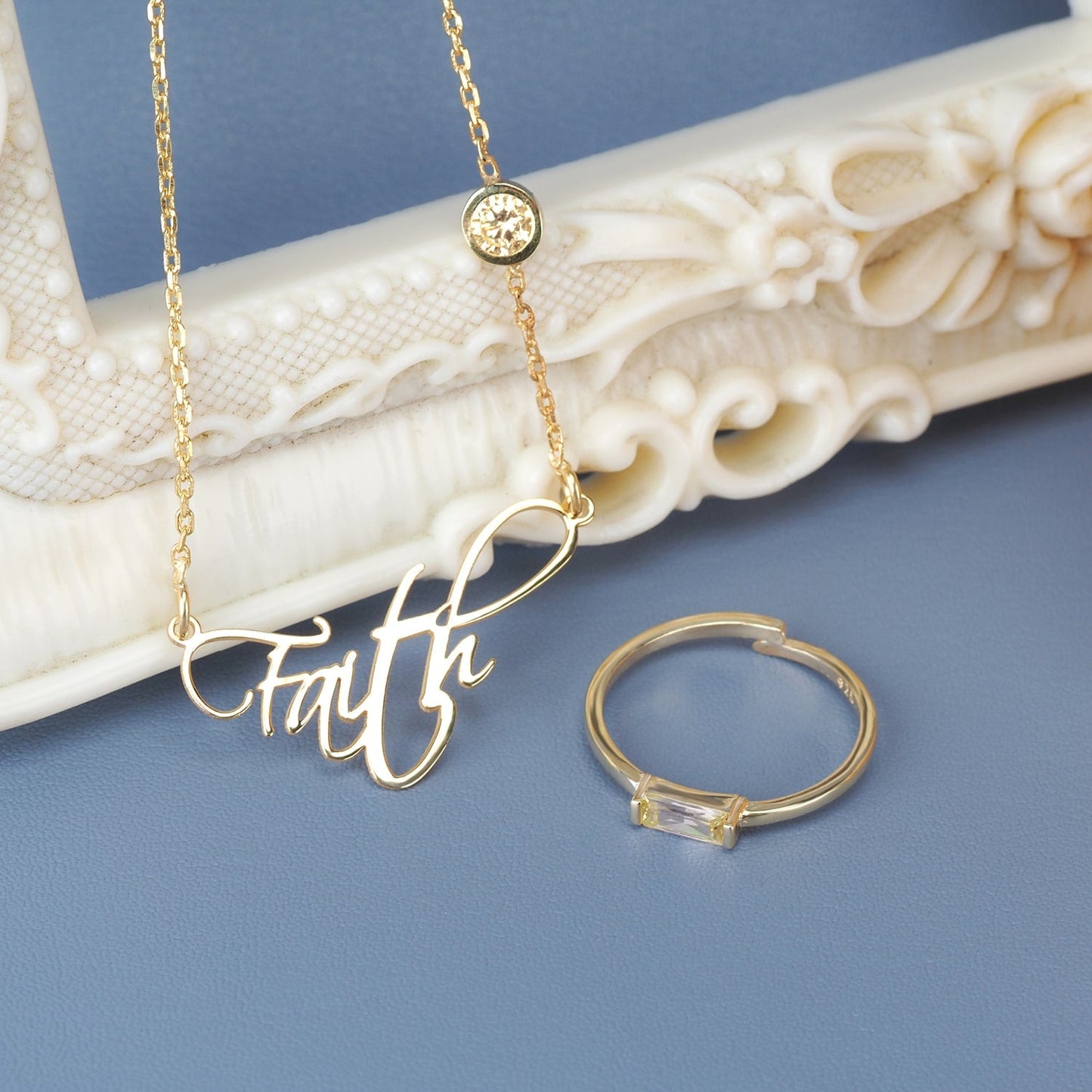 Custom Name Silver Necklace with Birthstone