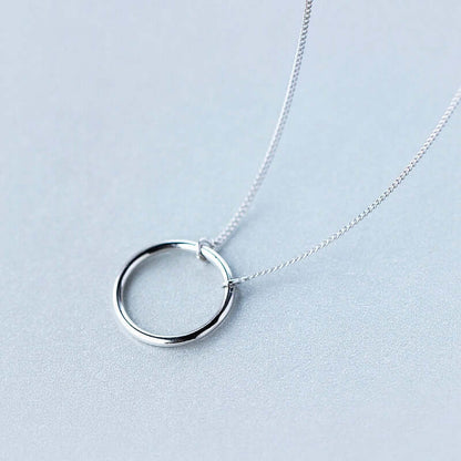 Dainty Ring Necklace Sterling Silver Pendant with Tiny Curb Chain