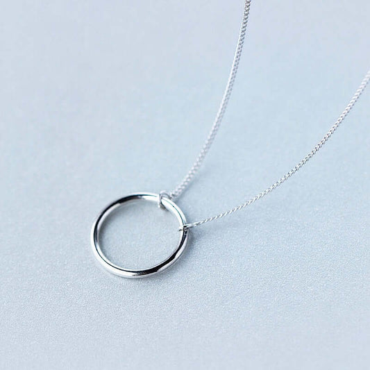 Dainty Ring Necklace Sterling Silver Pendant with Tiny Curb Chain