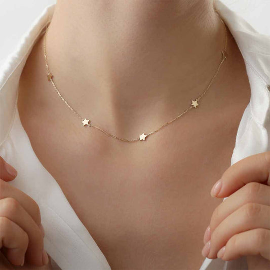 Silver Dainty Star Necklace Personalized Initial Jewelry Gift