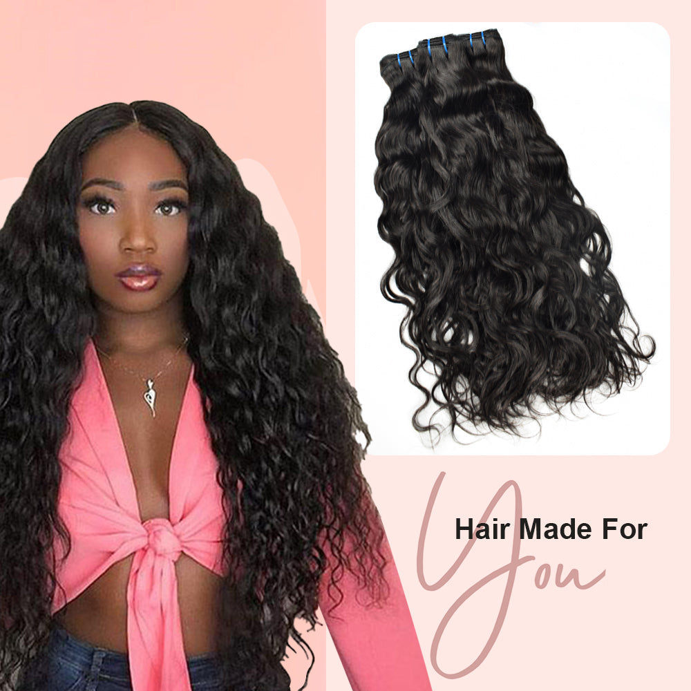 #1B Natural Wave Human Hair Bundles Brazilian Virgin Hair Bundles Weave Hair CVOHAIR