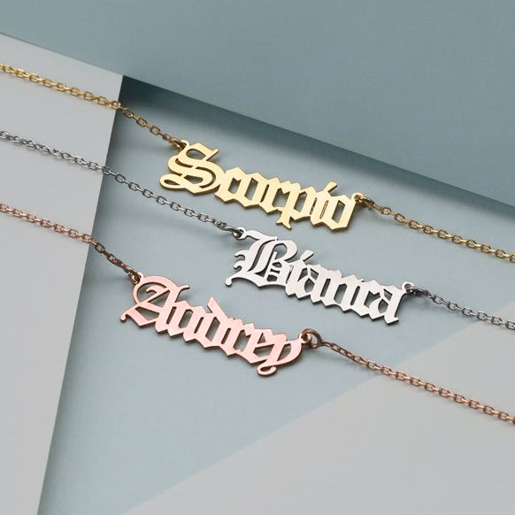 Name Choker Necklace for Women Custom Gothic Initials