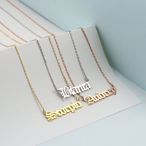 Name Necklace for Women Rose Gold Pendant with Chain
