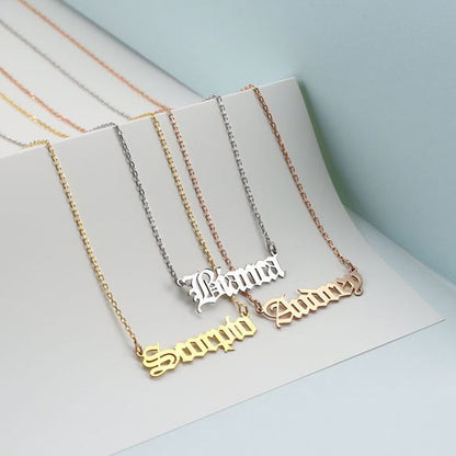 Name Necklace for Women Rose Gold Pendant with Chain
