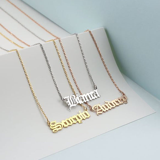 Name Necklace for Women Rose Gold Pendant with Chain