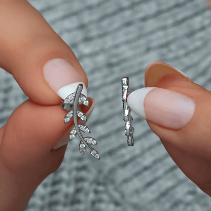 Olive Branch 925 Sterling Silver Stud Earrings with Zircon