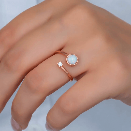 White Opal Dainty Open Wrap Ring Silver Jewelry