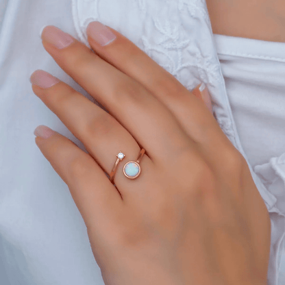 White Opal Dainty Open Wrap Ring Silver Jewelry