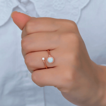 White Opal Dainty Open Wrap Ring Silver Jewelry