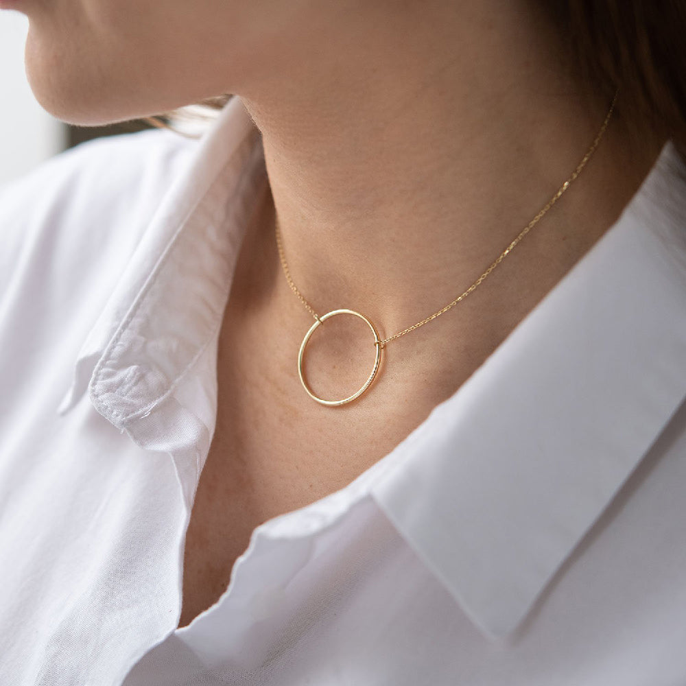 Circle Pendant Choker Necklace 14k Gold Dainty Simple Jewelry