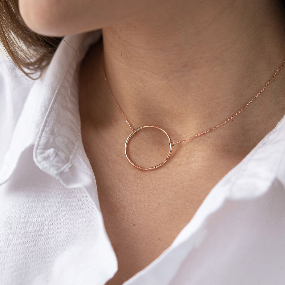 Circle Pendant Choker Necklace 14k Gold Dainty Simple Jewelry