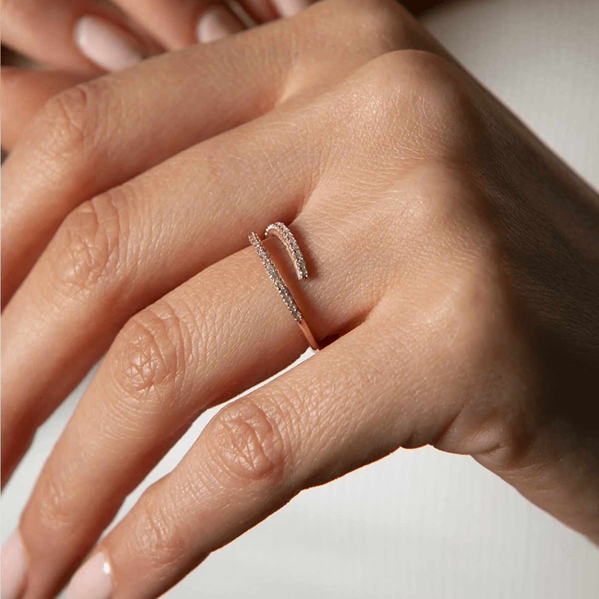 Pav¨¦ CZ Multi Row Open Ring in Solid 925 Sterling Silver