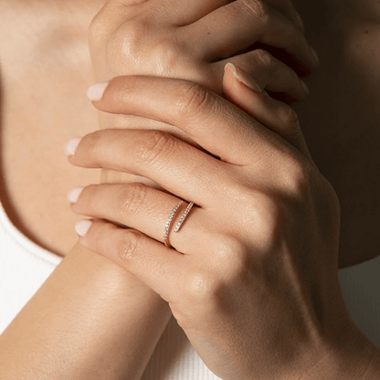 Pav¨¦ CZ Multi Row Open Ring in Solid 925 Sterling Silver