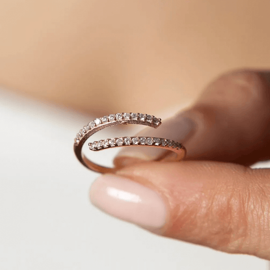 Pav¨¦ CZ Multi Row Open Ring in Solid 925 Sterling Silver