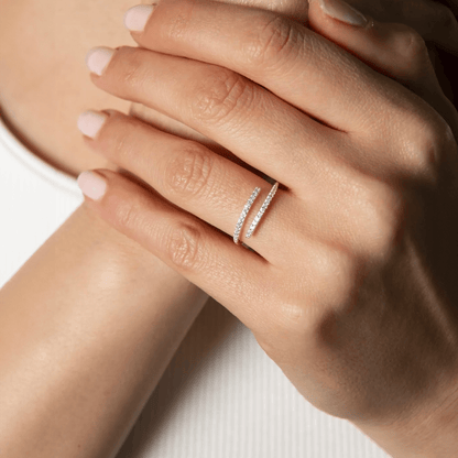 Pav¨¦ CZ Multi Row Open Ring in Solid 925 Sterling Silver