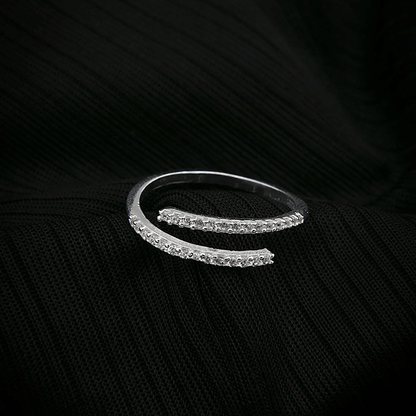 Pav¨¦ CZ Multi Row Open Ring in Solid 925 Sterling Silver