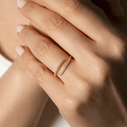 Pav¨¦ CZ Multi Row Open Ring in Solid 925 Sterling Silver