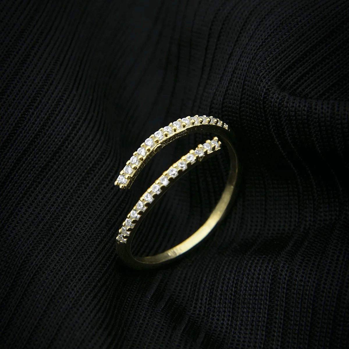 Pav¨¦ CZ Multi Row Open Ring in Solid 925 Sterling Silver