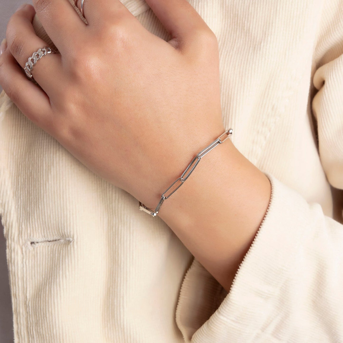 Paperclip Chain Bracelet Gold Vermeil Wrist Accessory