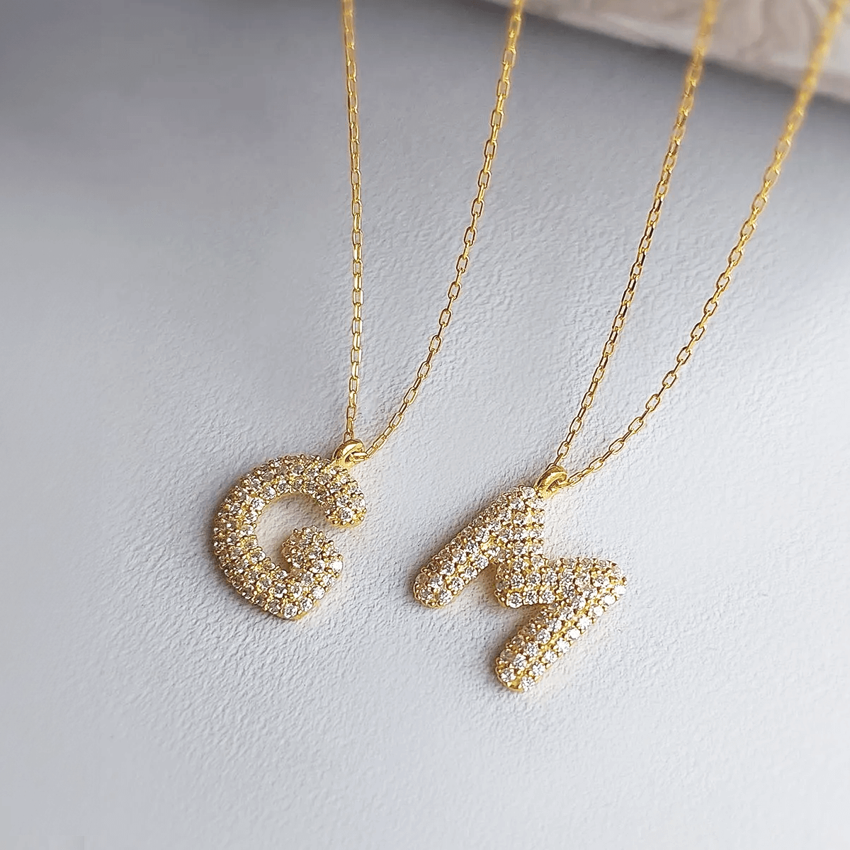 Pave Crystal Initial Necklace Gold-Plated Silver Letter