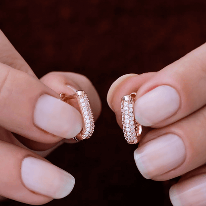 Pave Cubic Zirconia Silver Huggie Hoops Earrings