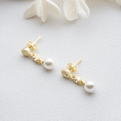 Pearl Crystal Drop Studs 925 Sterling Silver Earrings