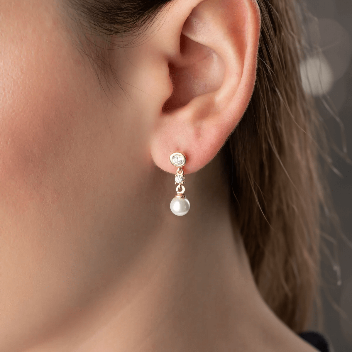 Pearl Crystal Drop Studs 925 Sterling Silver Earrings