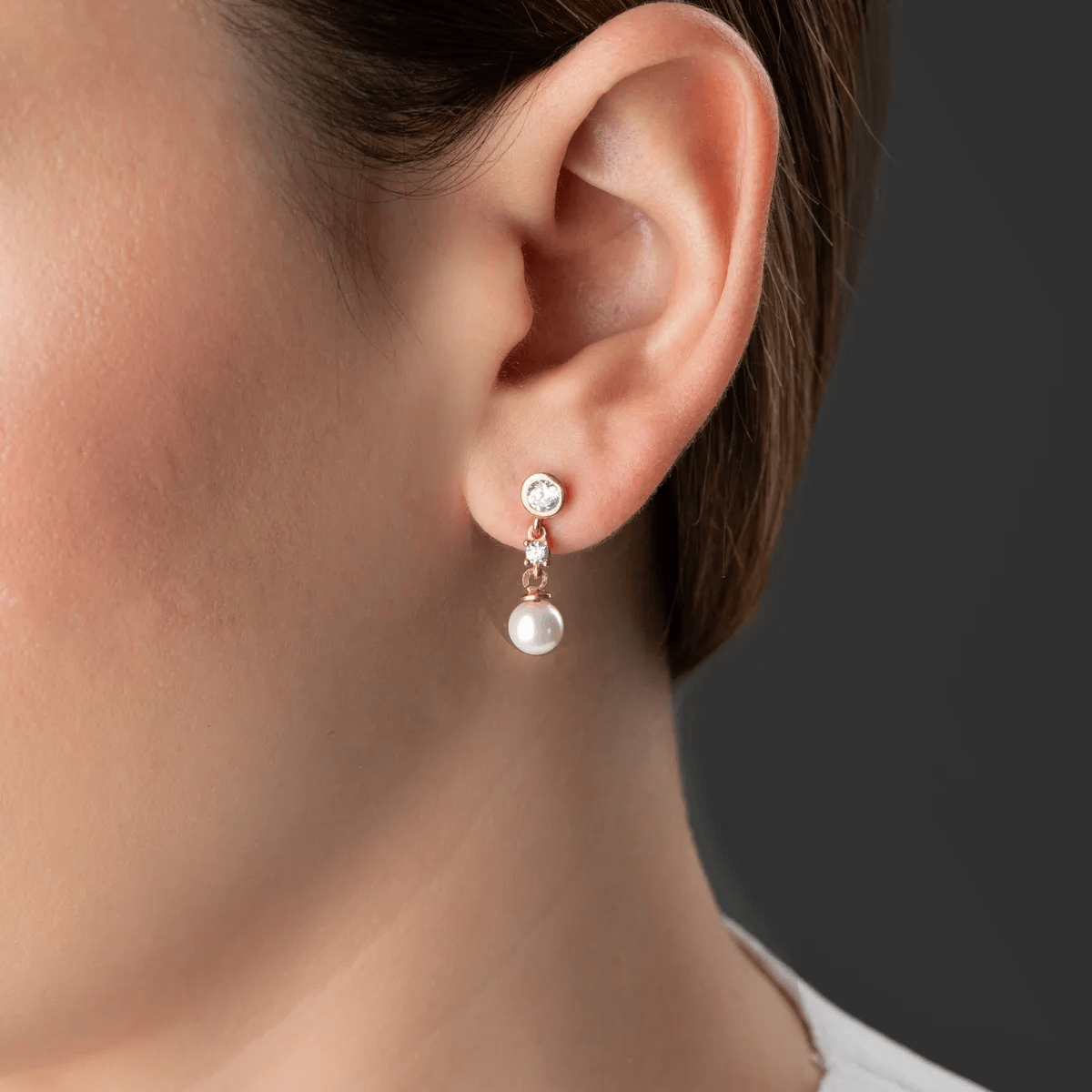 Pearl Crystal Drop Studs 925 Sterling Silver Earrings