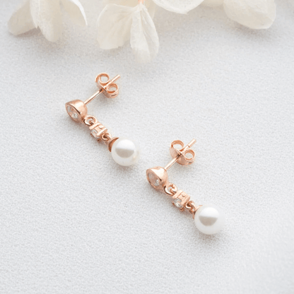 Pearl Crystal Drop Studs 925 Sterling Silver Earrings