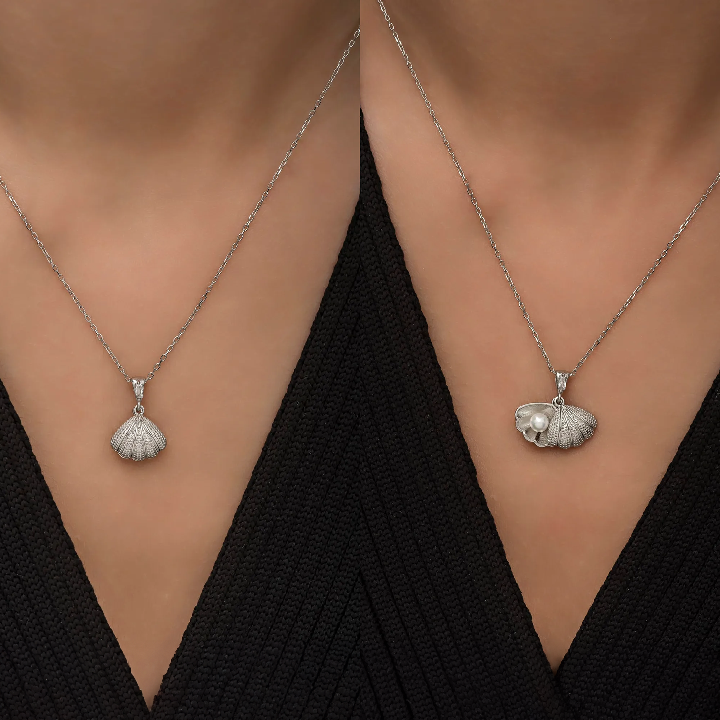 Seashell Locket Necklace with Freshwater Pearl