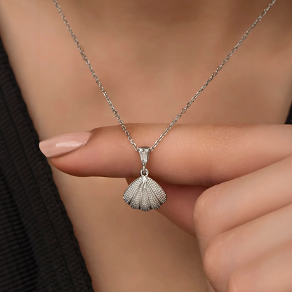 Seashell Locket Necklace with Freshwater Pearl