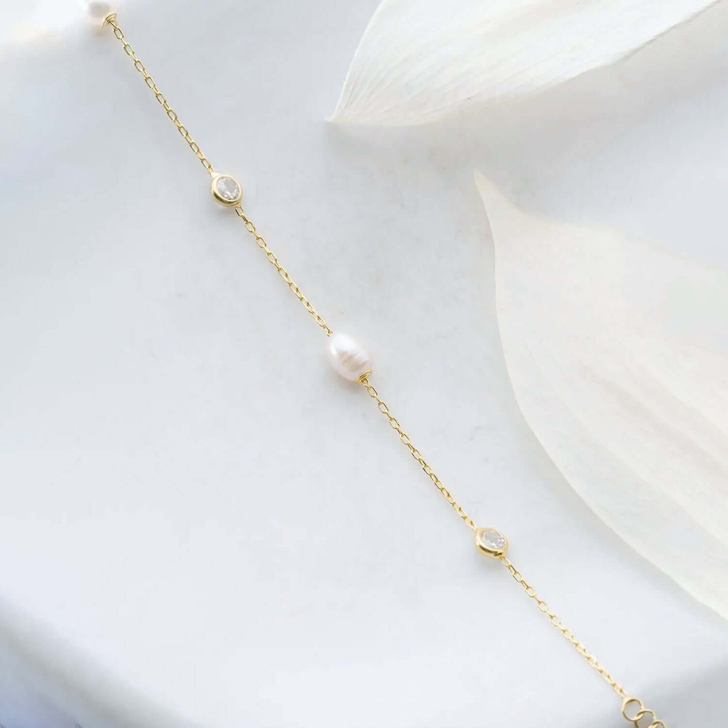 925 Silver Chain Bracelet with Natural Freshwater Pearls