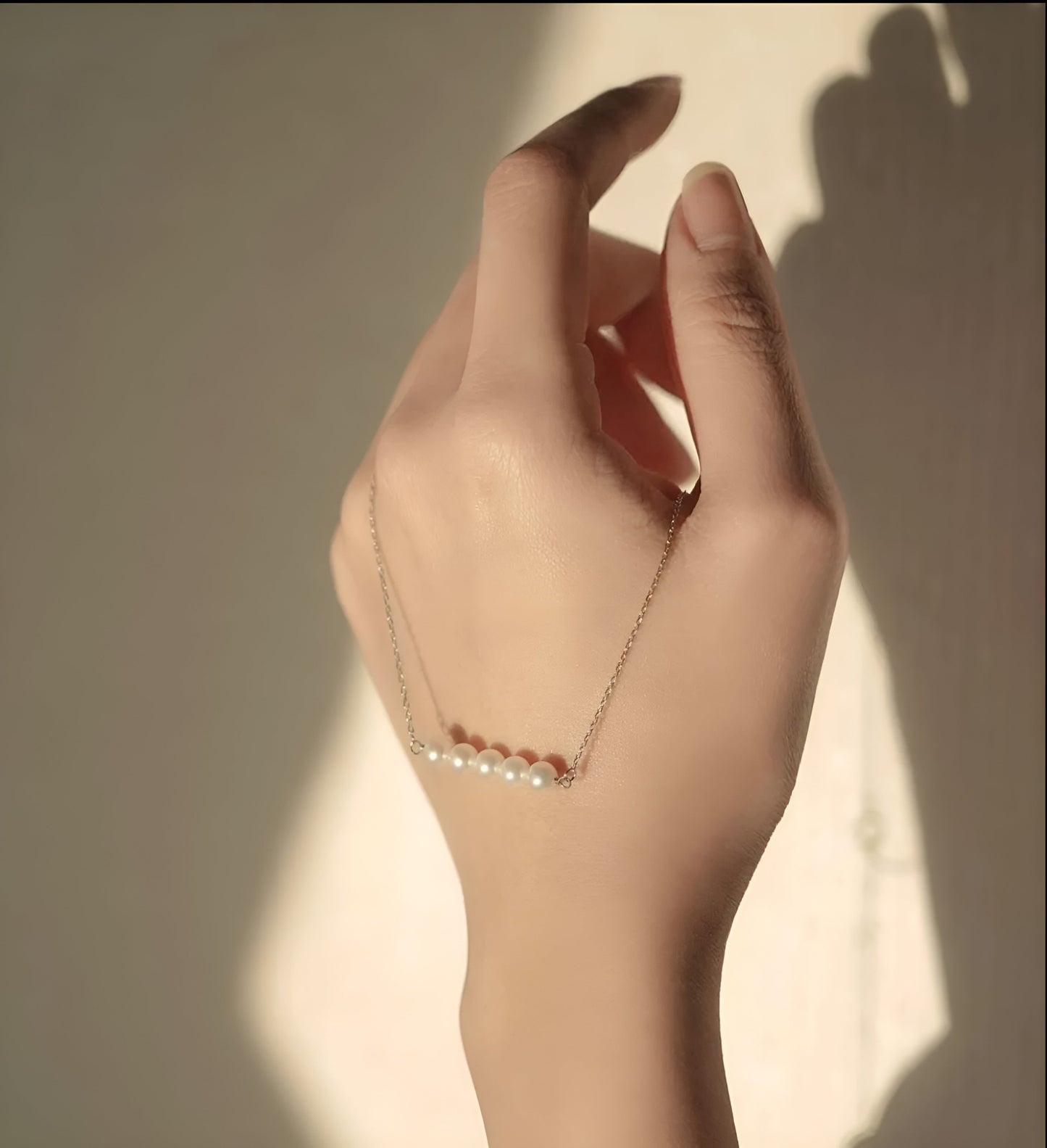 Five Pearl Bar Necklace Gold-Plated Silver Chain