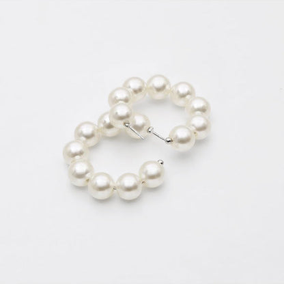 Oversized Freshwater Pearl Half Hoop Earrings