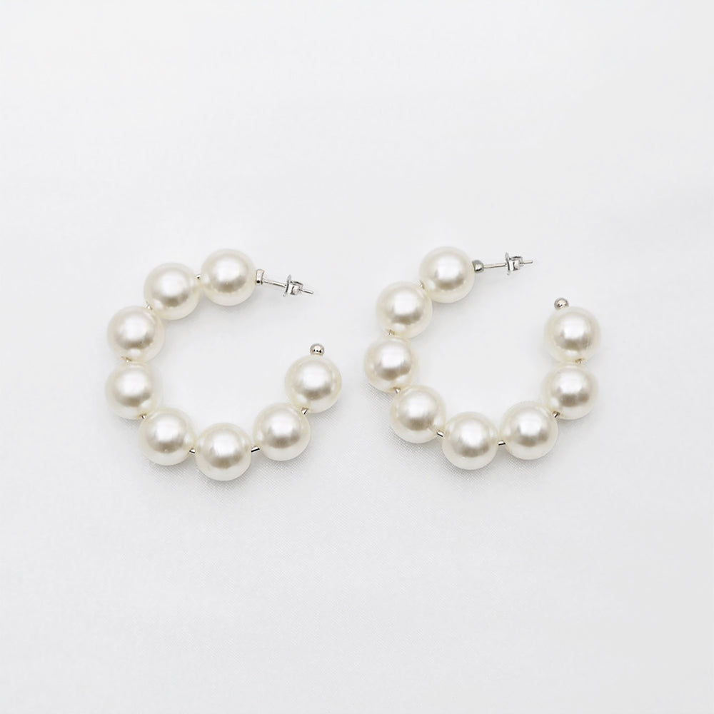 Oversized Freshwater Pearl Half Hoop Earrings