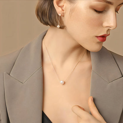 Dangling Pearl Earrings on Gold-Plated Chain