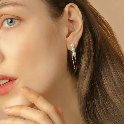 Pearl Front-To-Back Chain Earrings