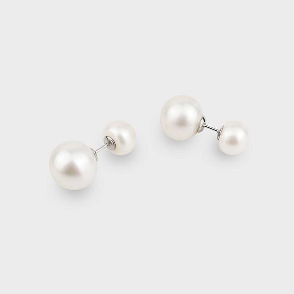 Double Sided Pearl Earrings Front Back Studs