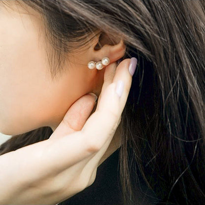 Natural Pearl Earrings Sterling Silver Cluster Studs