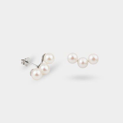 Natural Pearl Earrings Sterling Silver Cluster Studs