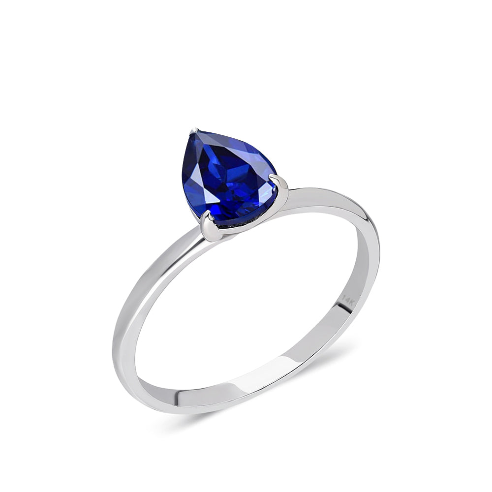 Pear Sapphire Ring 1.58CTW in Solid 14k Gold
