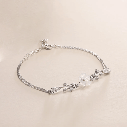 Petite Magnolia Flower Bracelet Rose Gold Plated Chain