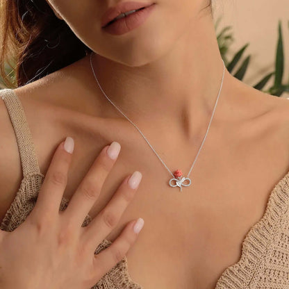 Infinity Necklace in 925 Sterling Silver with Rose and Zircon Stones