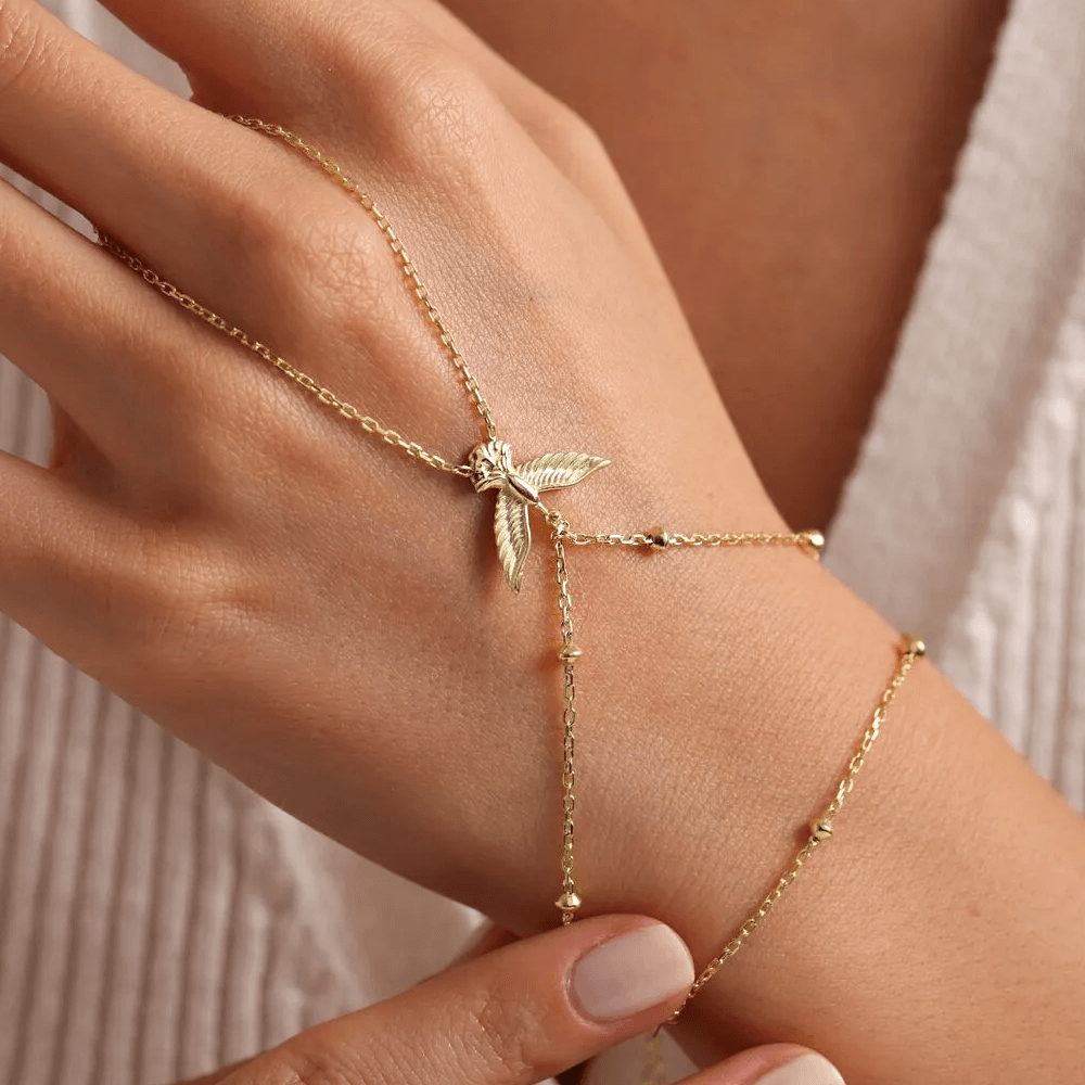 Phoenix Hand Chain Gold-Plated 925 Silver Bracelet
