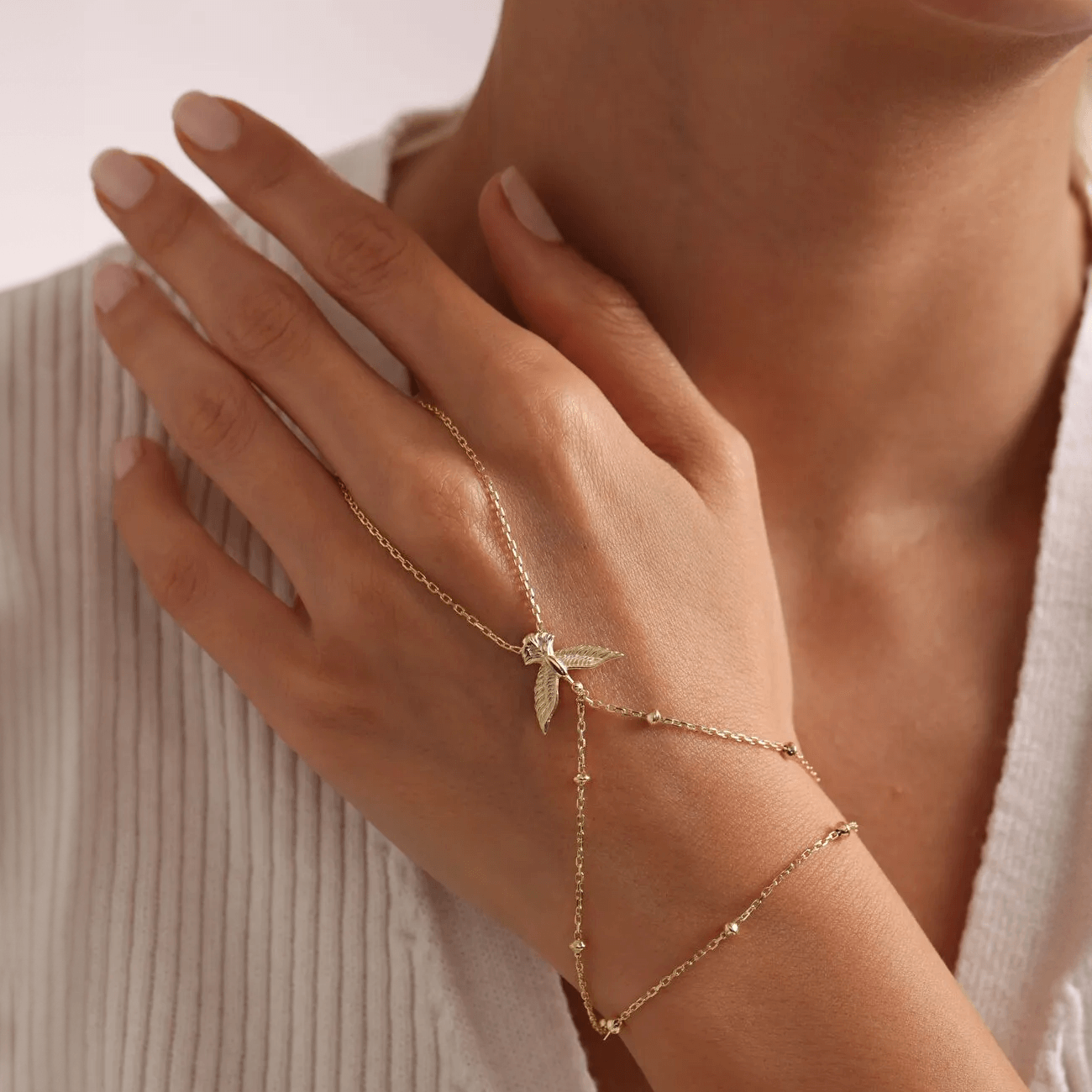 Phoenix Hand Chain Gold-Plated 925 Silver Bracelet