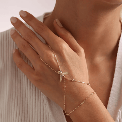 Phoenix Hand Chain Gold-Plated 925 Silver Bracelet