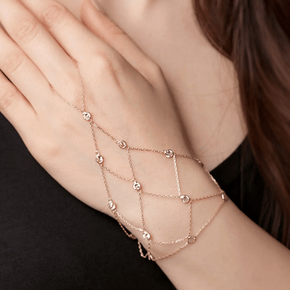 Pink Gold Net Bracelet 925 Silver Boho Hand Chain