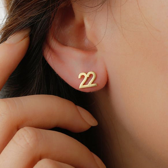 Custom Number Earrings Silver Lucky Numeral Jewelry